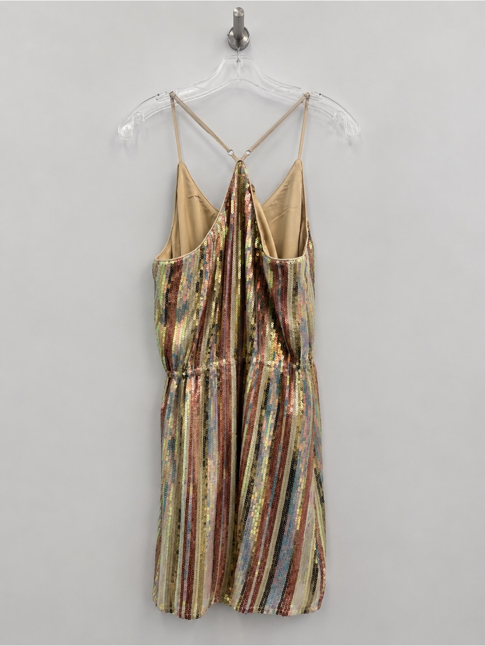 Fate Gold and Multicolor Metallic Stripe Sequin Slip Dress - Picture 2 of 2